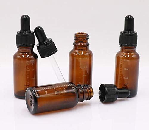 ericotry 3 Pcs 20ml 0.67oz Empty Refillable Amber Glass Graduated Dropper Bottle Essential Oil Cosmetics Elite Fluid Container Jar Pot Holder with Glass Pipette Dropper - Image 5